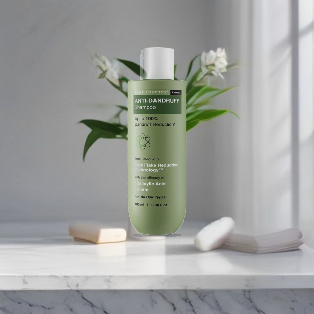 Bare Anatomy Anti-Dandruff Shampoo | Up To 100% Dandruff Reduction | ZPTO-Free | pH 5.3 | Salicylic Acid, Piroctone Olamine & - 1:1 Commercial Studio Staging