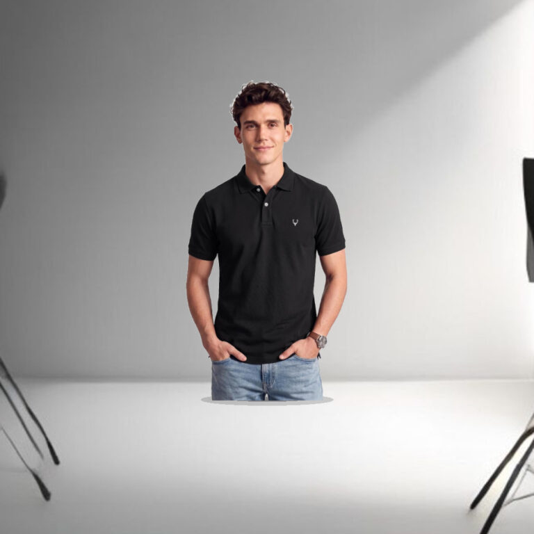 Allen Solly Men’s Polo T‑Shirt | Comfortable Rich Cotton Blend, Band Collar, Regular Fit | Stylish & Premium All Day Wear - 1:1 Commercial Studio Staging