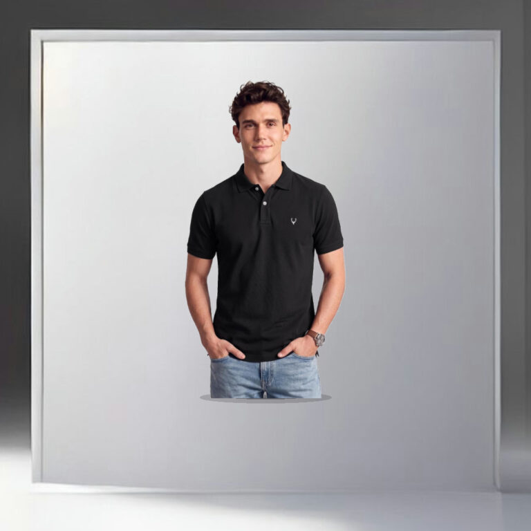 Allen Solly Men’s Polo T‑Shirt | Comfortable Rich Cotton Blend, Band Collar, Regular Fit | Stylish & Premium All Day Wear - 1:1 Commercial Studio Staging