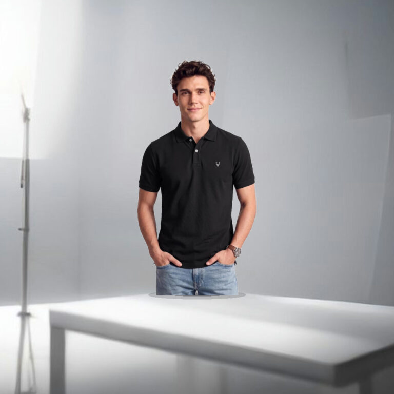 Allen Solly Men’s Polo T‑Shirt | Comfortable Rich Cotton Blend, Band Collar, Regular Fit | Stylish & Premium All Day Wear - 1:1 Commercial Studio Staging
