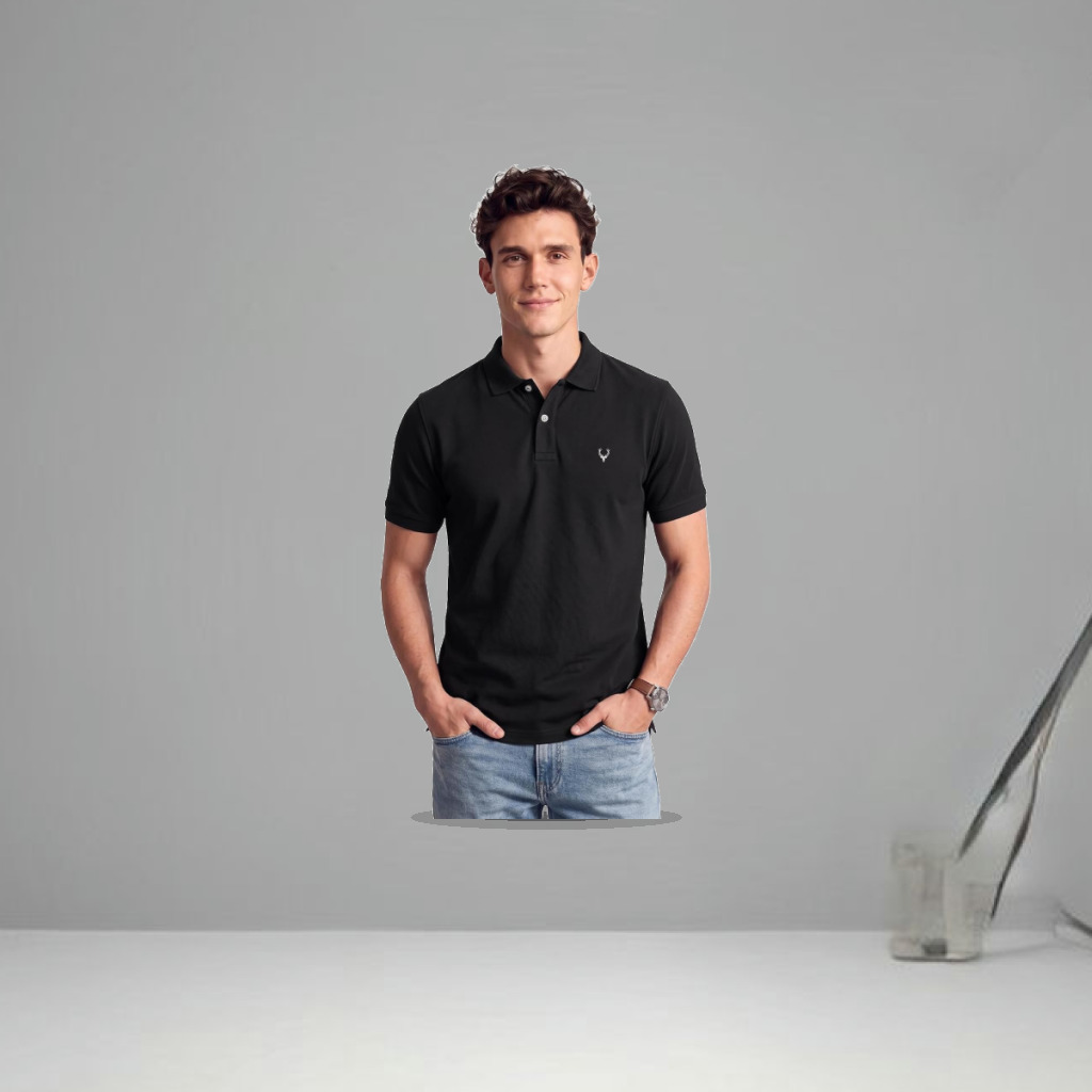 Allen Solly Men’s Polo T‑Shirt | Comfortable Rich Cotton Blend, Band Collar, Regular Fit | Stylish & Premium All Day Wear - 1:1 Commercial Studio Staging