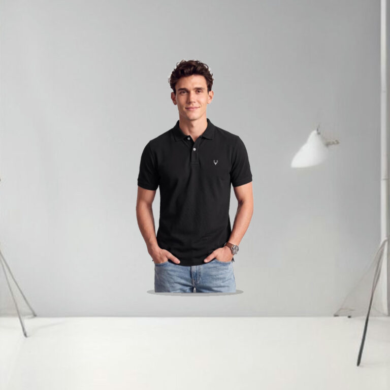 Allen Solly Men’s Polo T‑Shirt | Comfortable Rich Cotton Blend, Band Collar, Regular Fit | Stylish & Premium All Day Wear - 1:1 Commercial Studio Staging