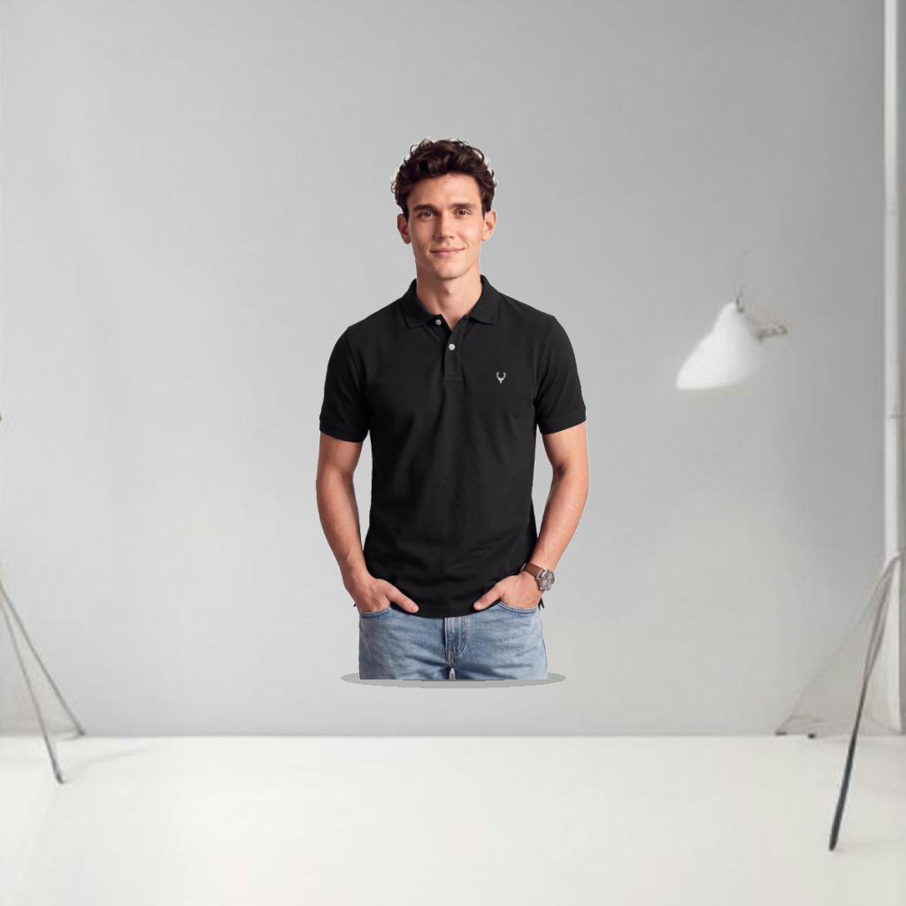 Allen Solly Men’s Polo T‑Shirt | Comfortable Rich Cotton Blend, Band Collar, Regular Fit | Stylish & Premium All Day Wear - 1:1 Commercial Studio Staging