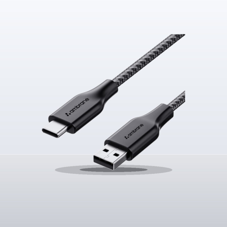 Ambrane Unbreakable 3A Fast Charging 1.5m Braided Type C Cable for Smartphones, Tablets & other Type C devices, 480Mbps Data - 1:1 Commercial Studio Staging