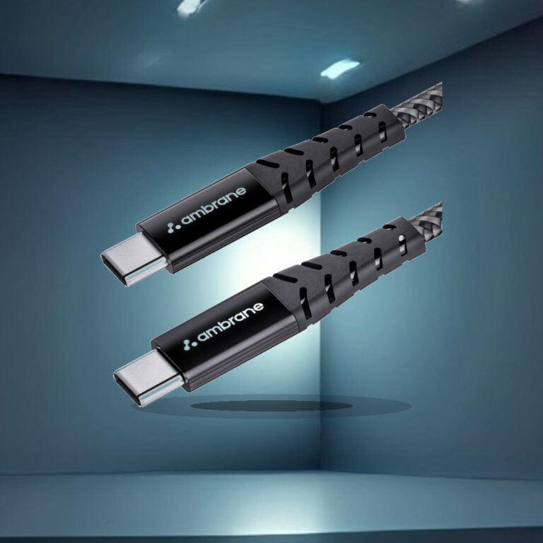 Ambrane Unbreakable 60W Fast Charging 1.5M Braided Type C to Type C Cable for Smartphones, Tablets, Laptops & Other Type C De - 1:1 Commercial Studio Staging