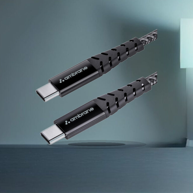 Ambrane Unbreakable 60W Fast Charging 1.5M Braided Type C to Type C Cable for Smartphones, Tablets, Laptops & Other Type C De - 1:1 Commercial Studio Staging