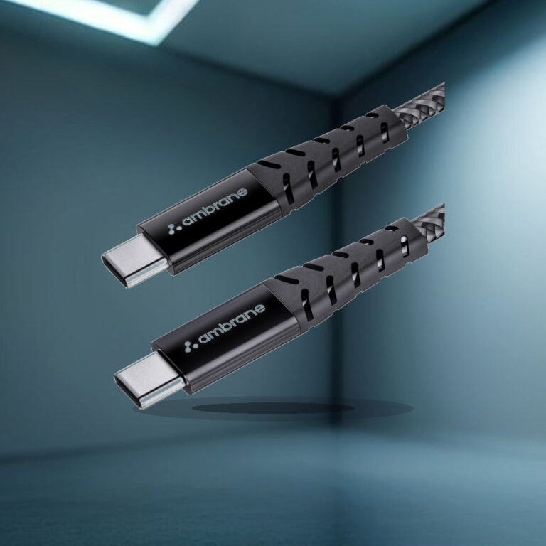 Ambrane Unbreakable 60W Fast Charging 1.5M Braided Type C to Type C Cable for Smartphones, Tablets, Laptops & Other Type C De - 1:1 Commercial Studio Staging