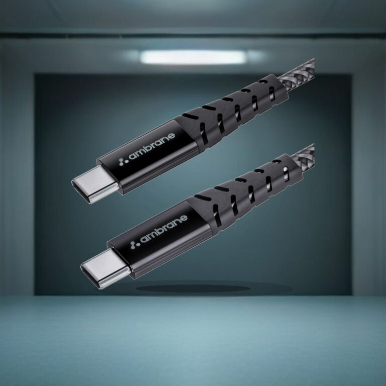 Ambrane Unbreakable 60W Fast Charging 1.5M Braided Type C to Type C Cable for Smartphones, Tablets, Laptops & Other Type C De - 1:1 Commercial Studio Staging