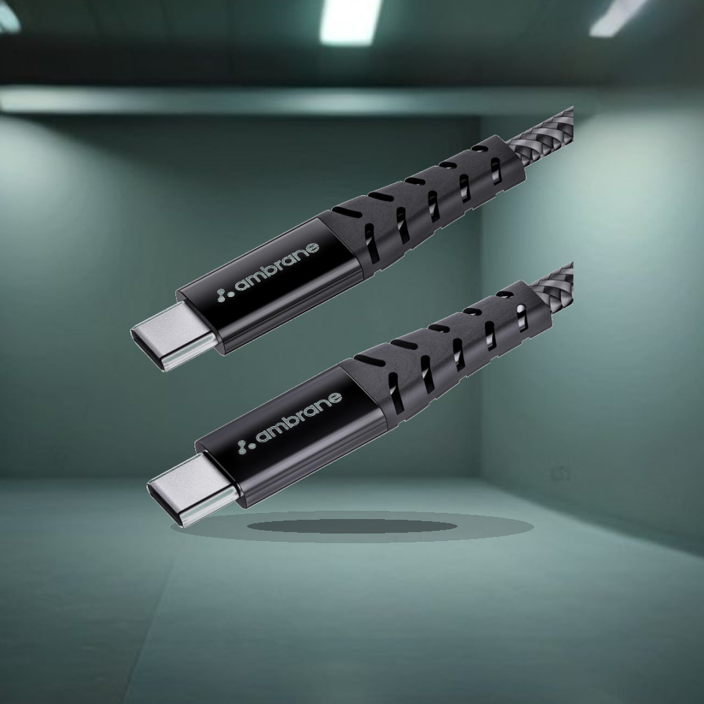 Ambrane Unbreakable 60W Fast Charging 1.5M Braided Type C to Type C Cable for Smartphones, Tablets, Laptops & Other Type C De - 1:1 Commercial Studio Staging