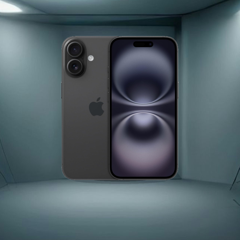 Apple iPhone 16 128 GB: 5G Mobile Phone with Camera Control, A18 Chip and a Big Boost in Battery Life. Works with AirPods; Bl - 1:1 Commercial Studio Staging