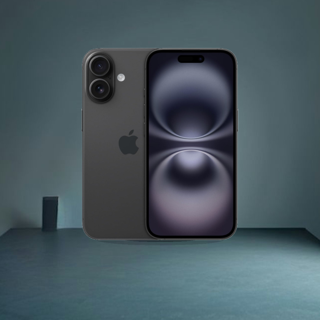 Apple iPhone 16 128 GB: 5G Mobile Phone with Camera Control, A18 Chip and a Big Boost in Battery Life. Works with AirPods; Bl - 1:1 Commercial Studio Staging