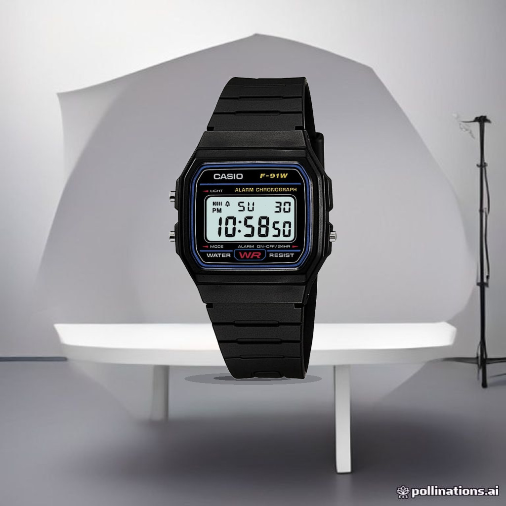 Casio Youth Series Digital Black Dial Unisex Watch - F-91W-1Q(D002) - 1:1 Commercial Studio Staging