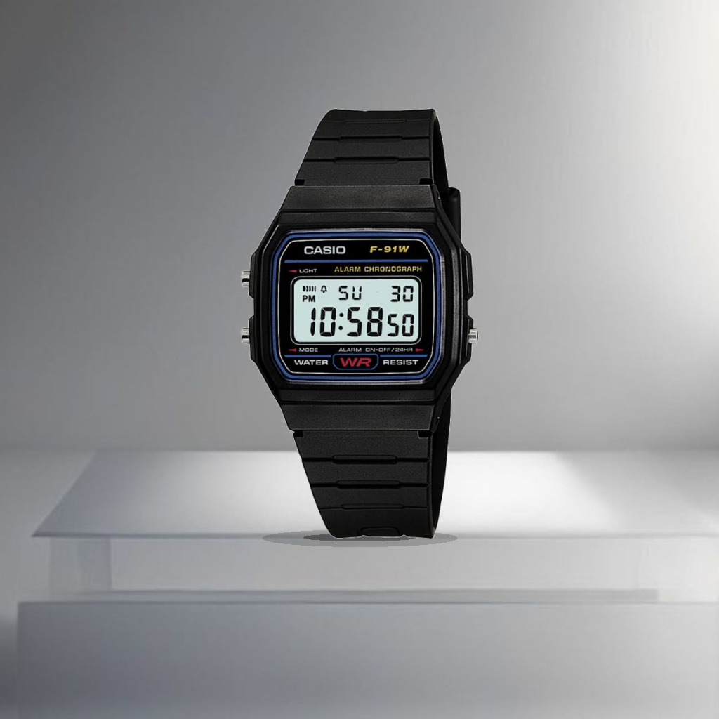 Casio Youth Series Digital Black Dial Unisex Watch - F-91W-1Q(D002) - 1:1 Commercial Studio Staging