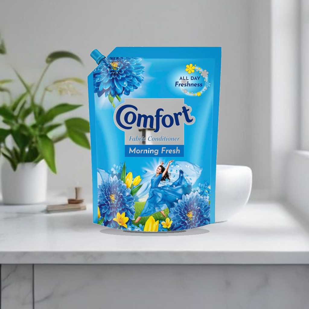 Comfort Morning Fresh Fabric Conditioner 2 L Refill Pack|| After Wash Liquid Fabric Softener - For Softness|| Shine & Long La - 1:1 Commercial Studio Staging