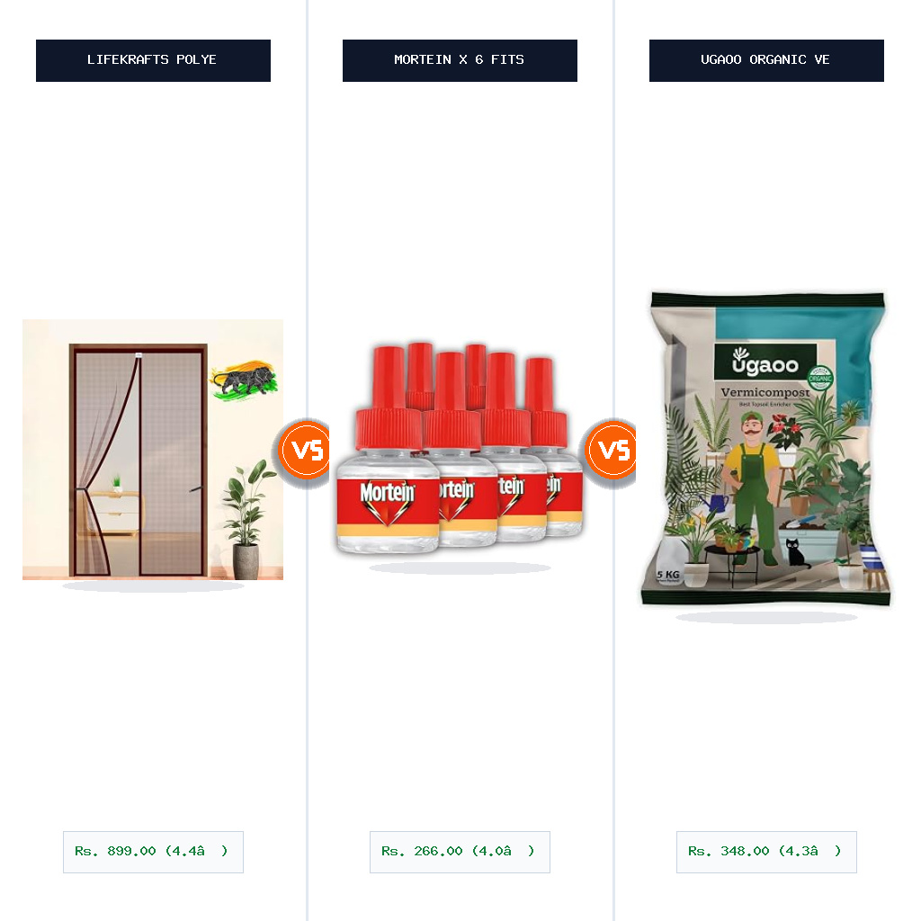 LifeKrafts Polyester Magnetic Mosquito Net for All vs Mortein x 6 Fits All Machines Split-Wise Head-to-Head Comparison