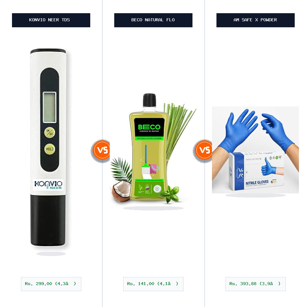 Konvio Neer TDS Meter for Water Testing vs Beco Natural Floor Cleaner -1 Litre Split-Wise Head-to-Head Comparison