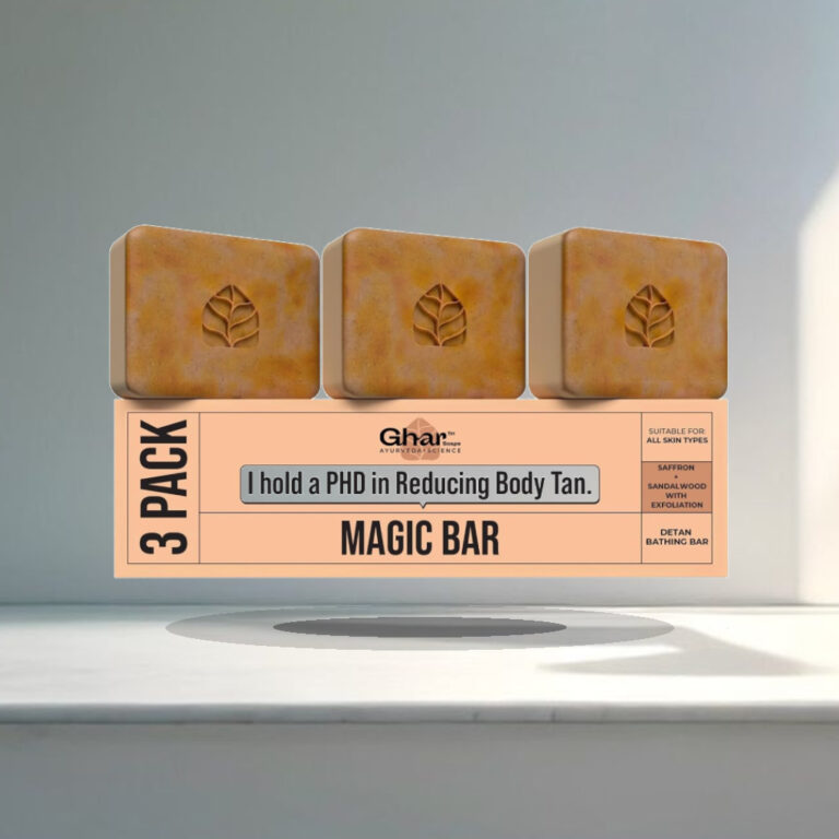 Ghar Soaps Sandalwood & Saffron Magic Bar For Bath (300 Gms Pack Of 3) | Paraben Free | Chandan & Kesar Bath Soap | Handmade - 1:1 Commercial Studio Staging
