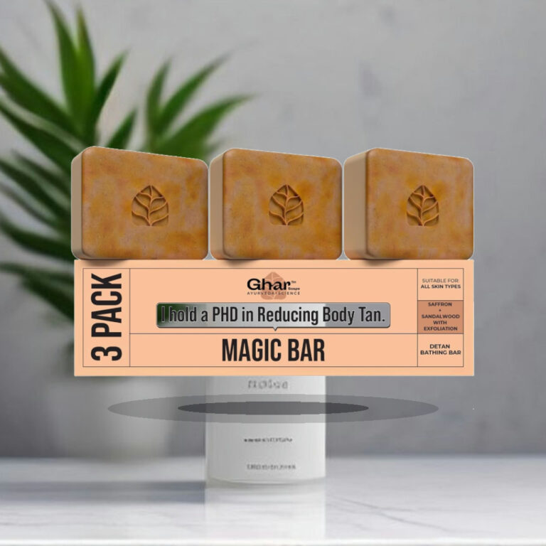 Ghar Soaps Sandalwood & Saffron Magic Bar For Bath (300 Gms Pack Of 3) | Paraben Free | Chandan & Kesar Bath Soap | Handmade - 1:1 Commercial Studio Staging