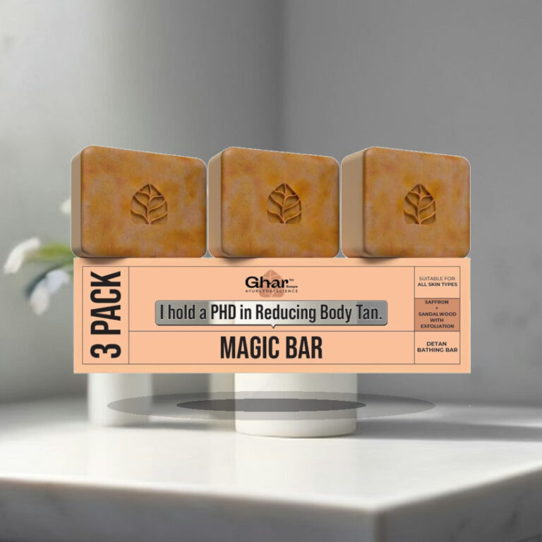 Ghar Soaps Sandalwood & Saffron Magic Bar For Bath (300 Gms Pack Of 3) | Paraben Free | Chandan & Kesar Bath Soap | Handmade - 1:1 Commercial Studio Staging