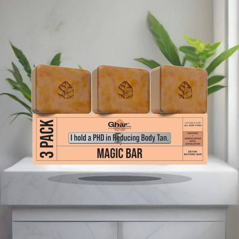 Ghar Soaps Sandalwood & Saffron Magic Bar For Bath (300 Gms Pack Of 3) | Paraben Free | Chandan & Kesar Bath Soap | Handmade - 1:1 Commercial Studio Staging