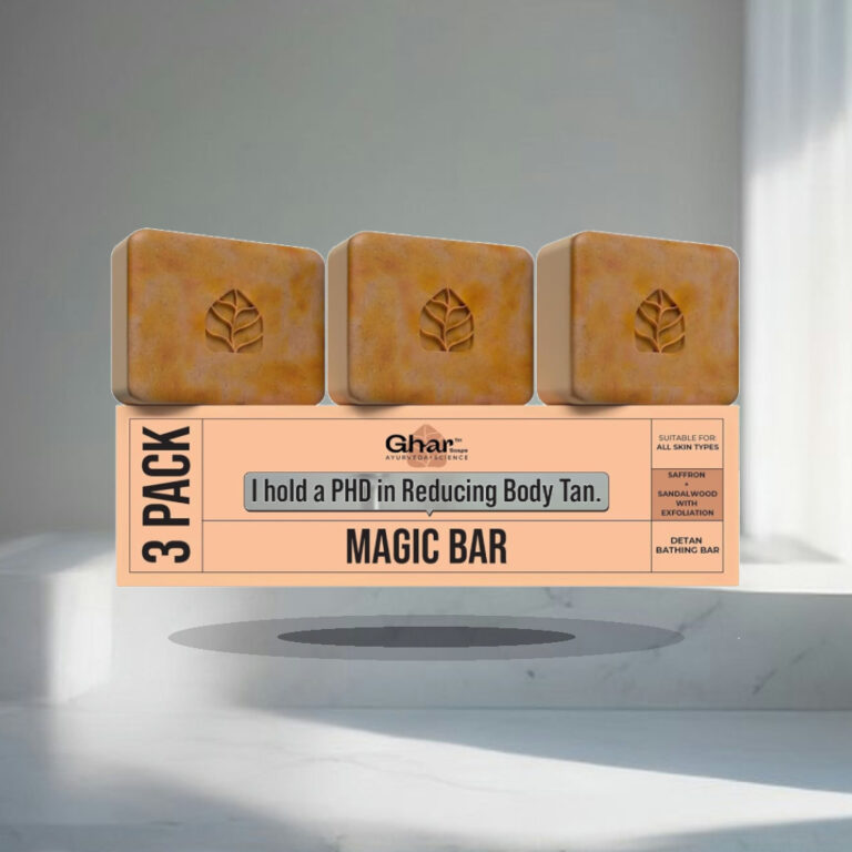 Ghar Soaps Sandalwood & Saffron Magic Bar For Bath (300 Gms Pack Of 3) | Paraben Free | Chandan & Kesar Bath Soap | Handmade - 1:1 Commercial Studio Staging