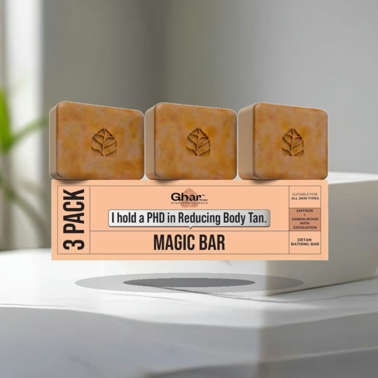 Ghar Soaps Sandalwood & Saffron Magic Bar For Bath (300 Gms Pack Of 3) | Paraben Free | Chandan & Kesar Bath Soap | Handmade - 1:1 Commercial Studio Staging