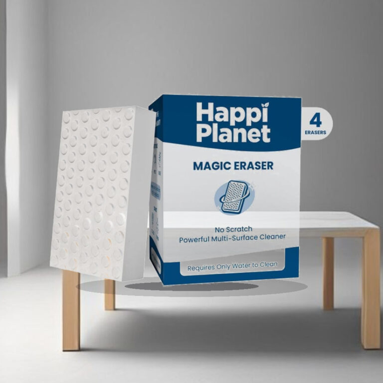 Happi Planet Magic Eraser | Pack of 4 | No Scratch Multi-Surface Cleaning Sponge | Removes 100+ Tough Stains | Just Add Water - 1:1 Commercial Studio Staging