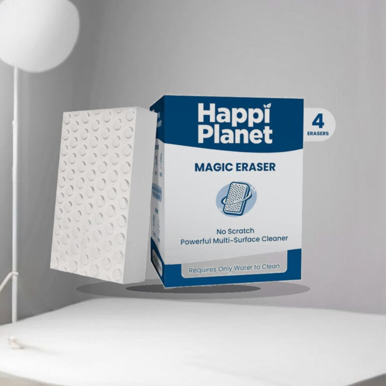 Happi Planet Magic Eraser | Pack of 4 | No Scratch Multi-Surface Cleaning Sponge | Removes 100+ Tough Stains | Just Add Water - 1:1 Commercial Studio Staging