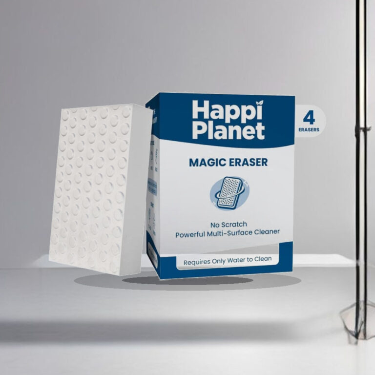 Happi Planet Magic Eraser | Pack of 4 | No Scratch Multi-Surface Cleaning Sponge | Removes 100+ Tough Stains | Just Add Water - 1:1 Commercial Studio Staging