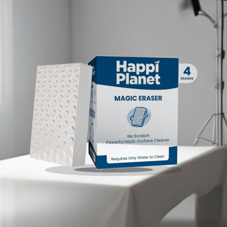 Happi Planet Magic Eraser | Pack of 4 | No Scratch Multi-Surface Cleaning Sponge | Removes 100+ Tough Stains | Just Add Water - 1:1 Commercial Studio Staging