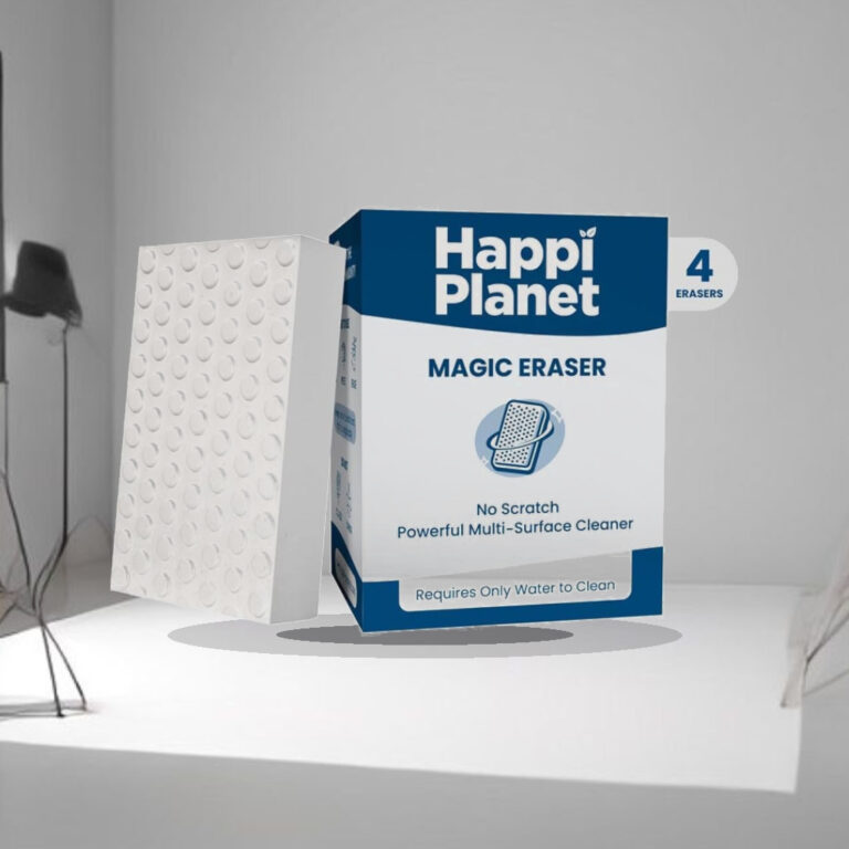 Happi Planet Magic Eraser | Pack of 4 | No Scratch Multi-Surface Cleaning Sponge | Removes 100+ Tough Stains | Just Add Water - 1:1 Commercial Studio Staging