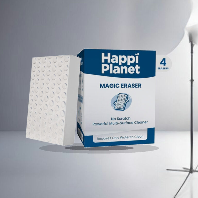 Happi Planet Magic Eraser | Pack of 4 | No Scratch Multi-Surface Cleaning Sponge | Removes 100+ Tough Stains | Just Add Water - 1:1 Commercial Studio Staging
