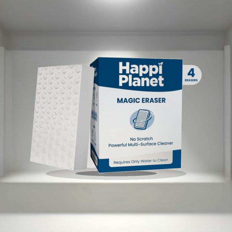 Happi Planet Magic Eraser | Pack of 4 | No Scratch Multi-Surface Cleaning Sponge | Removes 100+ Tough Stains | Just Add Water - 1:1 Commercial Studio Staging