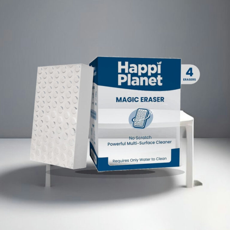 Happi Planet Magic Eraser | Pack of 4 | No Scratch Multi-Surface Cleaning Sponge | Removes 100+ Tough Stains | Just Add Water - 1:1 Commercial Studio Staging