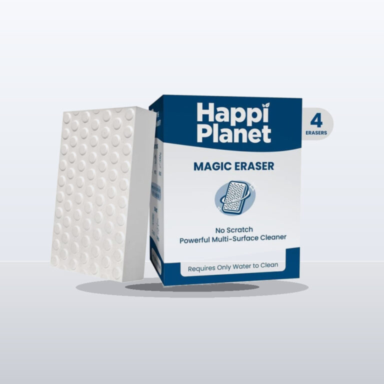 Happi Planet Magic Eraser | Pack of 4 | No Scratch Multi-Surface Cleaning Sponge | Removes 100+ Tough Stains | Just Add Water - 1:1 Commercial Studio Staging