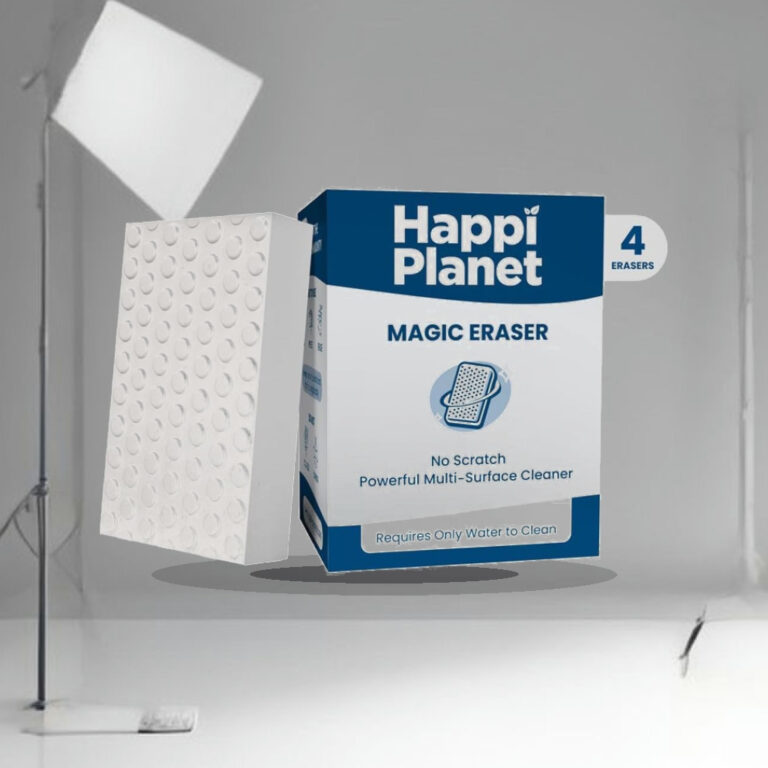 Happi Planet Magic Eraser | Pack of 4 | No Scratch Multi-Surface Cleaning Sponge | Removes 100+ Tough Stains | Just Add Water - 1:1 Commercial Studio Staging