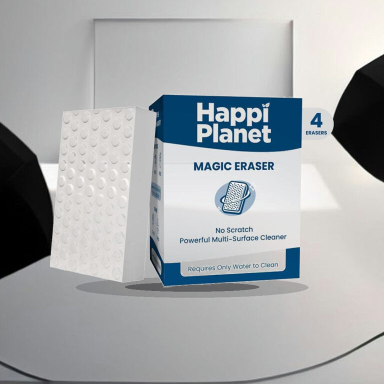 Happi Planet Magic Eraser | Pack of 4 | No Scratch Multi-Surface Cleaning Sponge | Removes 100+ Tough Stains | Just Add Water - 1:1 Commercial Studio Staging