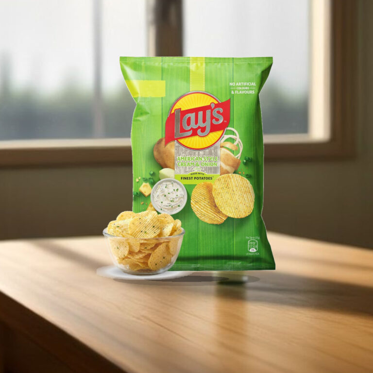 Lay's American Style Potato Chips - Cream & Onion, 58 Gm/52.9 Gm [weight may vary] - 1:1 Commercial Studio Staging