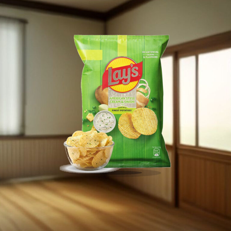 Lay's American Style Potato Chips - Cream & Onion, 58 Gm/52.9 Gm [weight may vary] - 1:1 Commercial Studio Staging