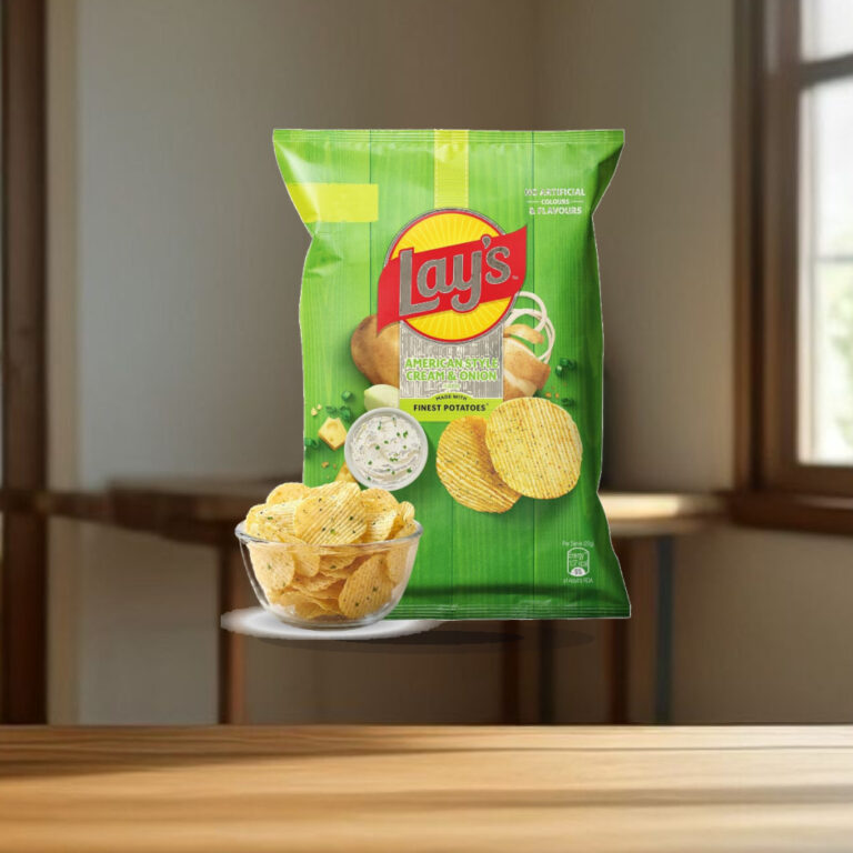 Lay's American Style Potato Chips - Cream & Onion, 58 Gm/52.9 Gm [weight may vary] - 1:1 Commercial Studio Staging