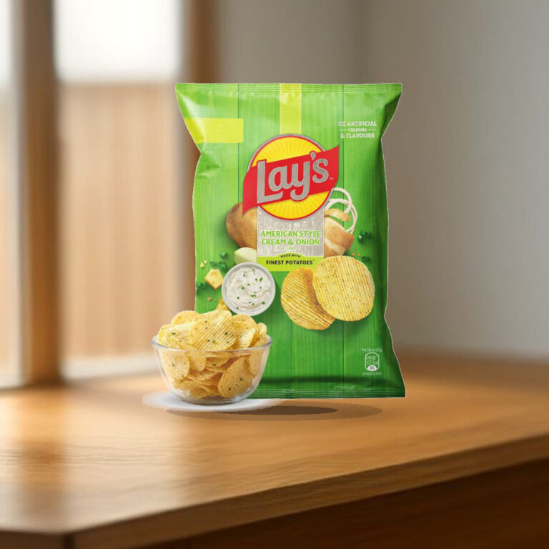 Lay's American Style Potato Chips - Cream & Onion, 58 Gm/52.9 Gm [weight may vary] - 1:1 Commercial Studio Staging