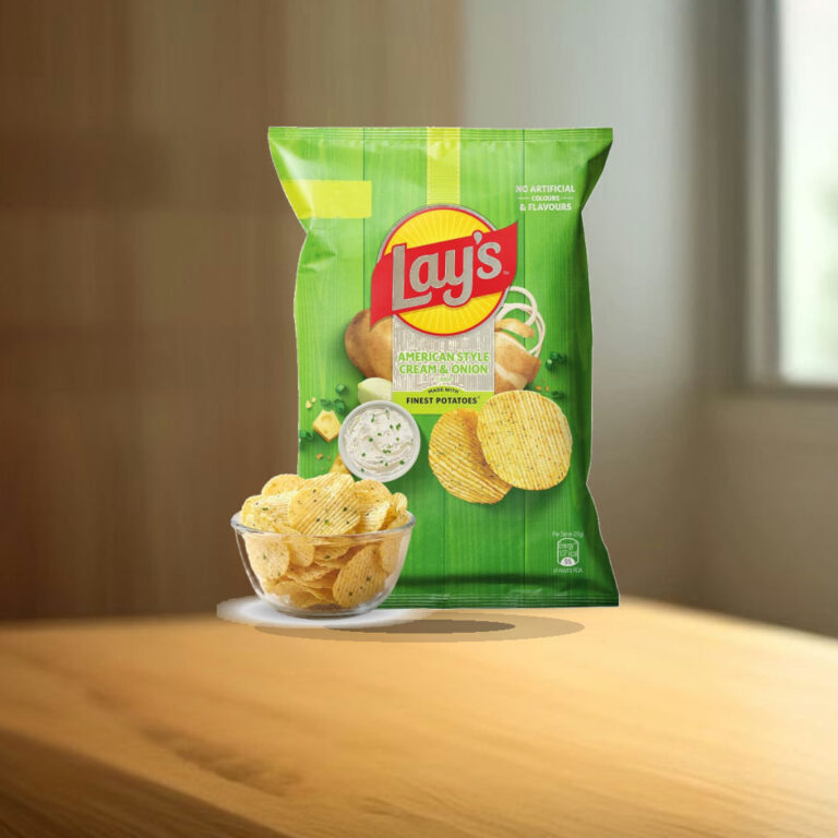 Lay's American Style Potato Chips - Cream & Onion, 58 Gm/52.9 Gm [weight may vary] - 1:1 Commercial Studio Staging