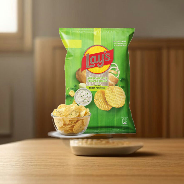 Lay's American Style Potato Chips - Cream & Onion, 58 Gm/52.9 Gm [weight may vary] - 1:1 Commercial Studio Staging