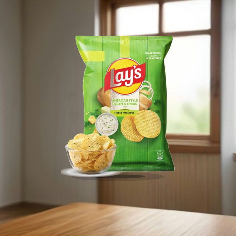 Lay's American Style Potato Chips - Cream & Onion, 58 Gm/52.9 Gm [weight may vary] - 1:1 Commercial Studio Staging