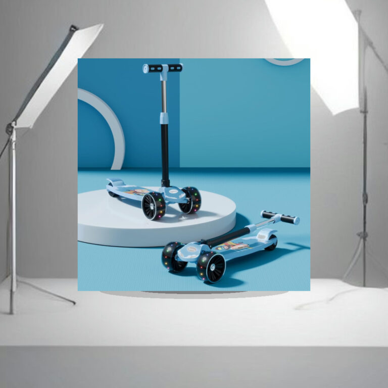 Lifelong Foldable Kids Kick Scooter with LED Wheels & Adjustable Height - Capacity 50kg- for Baby 3+ Year Old boy & Girl - Sk - 1:1 Commercial Studio Staging