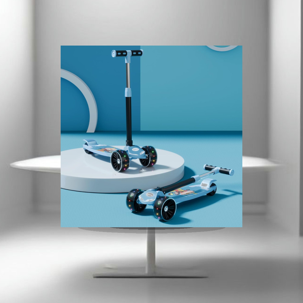 Lifelong Foldable Kids Kick Scooter with LED Wheels & Adjustable Height - Capacity 50kg- for Baby 3+ Year Old boy & Girl - Sk - 1:1 Commercial Studio Staging
