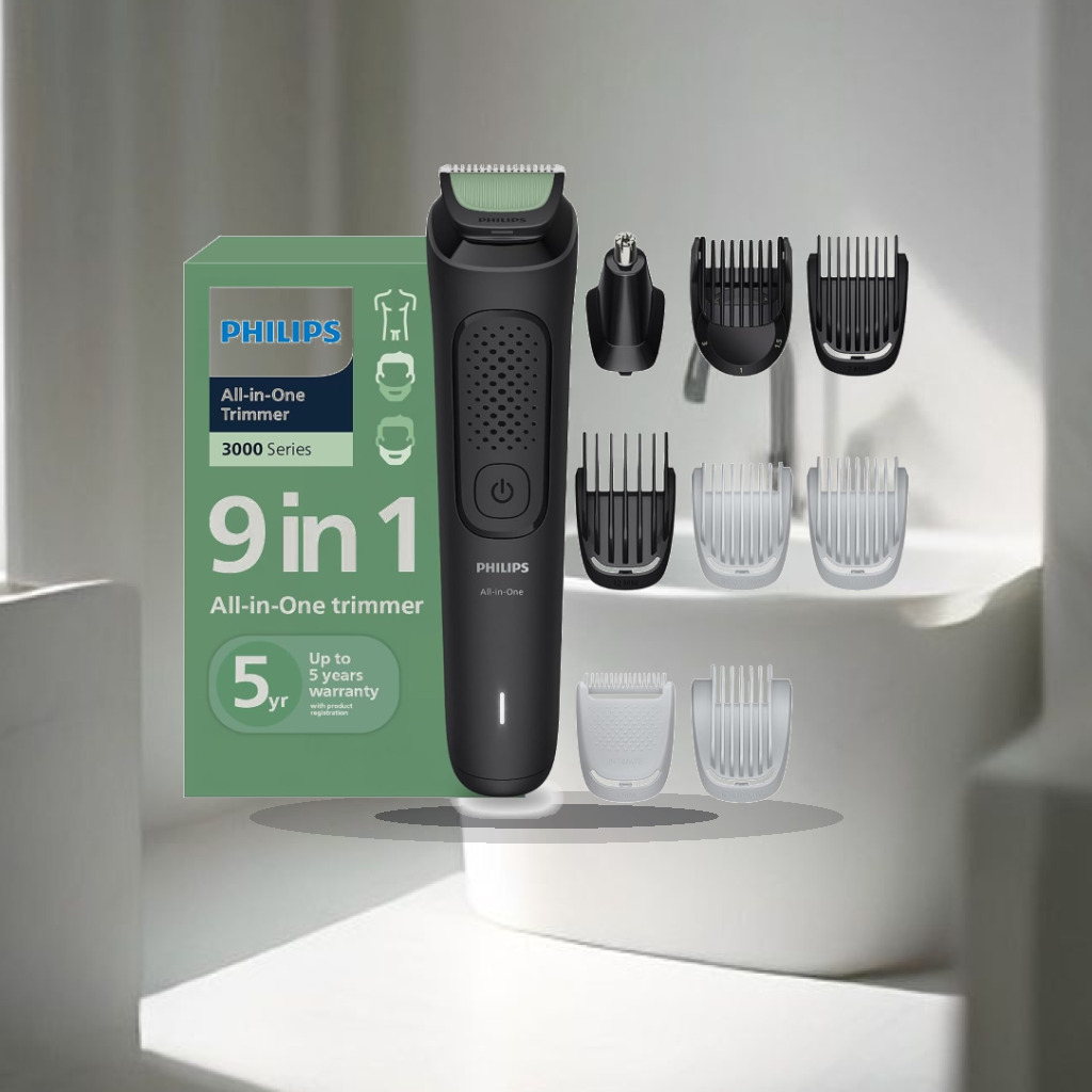 Philips India's No.1 Men's Trimmer* | One stroke beard trimming | All-in-One Grooming Kit- Face, Hair, Body | Ear/Nose attach - 1:1 Commercial Studio Staging