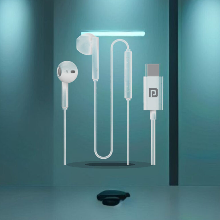 Portronics Conch Theta C in Ear Type C Wired Earphones with in Line HD Mic, Powerful Audio, 14.2mm Driver, Unique Earbuds Des - 1:1 Commercial Studio Staging