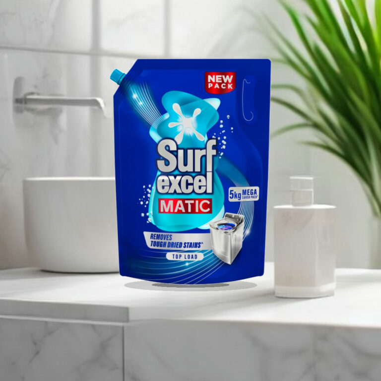 Surf Excel Matic Liquid Detergent 5 kg for Top Load | Removes tough Stains in 1st wash | Superior Fragrance | Color Protectio - 1:1 Commercial Studio Staging