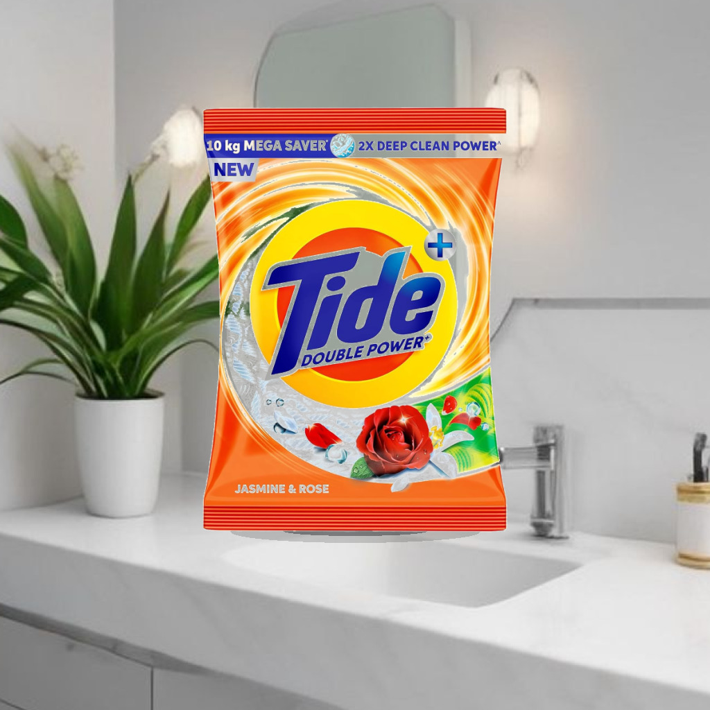 Tide Plus Detergent Washing Powder - 10kg Mega Saver Pack | Jasmine & Rose Fragrance | Removes deep-seated Oil, Gravy, Tea St - 1:1 Commercial Studio Staging